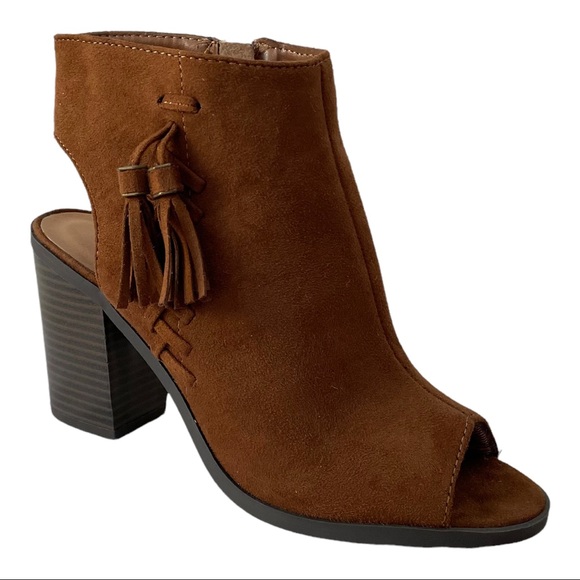 Soda Shoes - Soda Brown Faux Suede Open Toe Heels  Size 6
